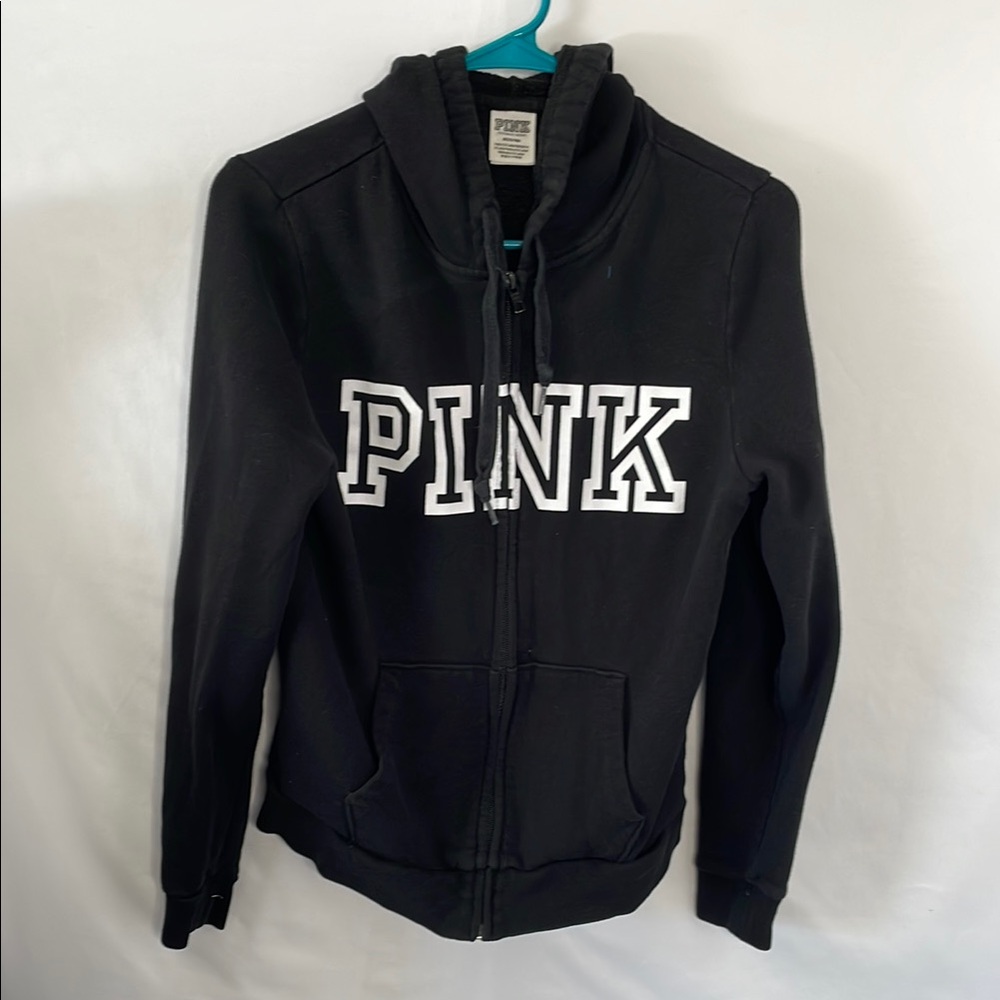 PINK Victoria's Secret‎ Black Hoodie Jacket with Bold Logo